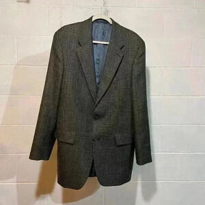 VTG Ralph Lauren Men Sport‎ Coat 42T Brown Plaid 100% Pure Wool Wedding Career